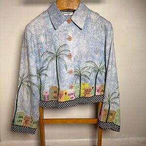Anage Blue and Black Polka Dot Shirt